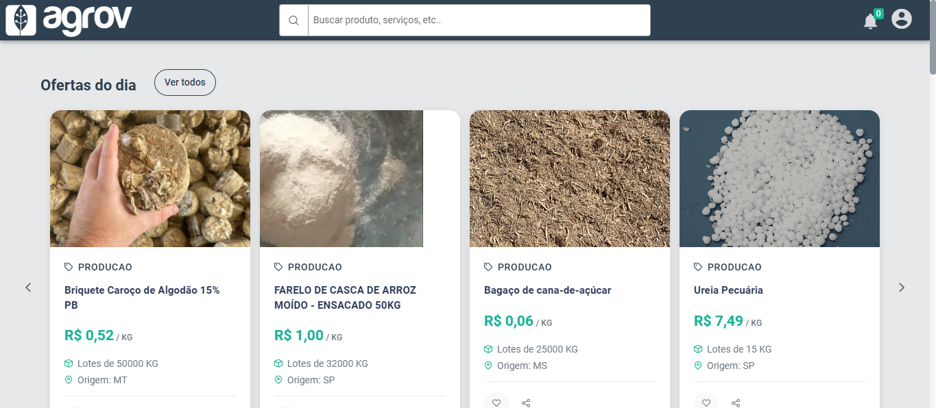 Tela do Marketplace